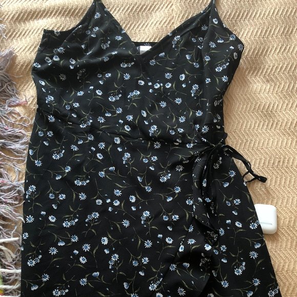 H&M | Dresses | Hm Floral Black Wrap Midi Dress Brand New | Poshmark
